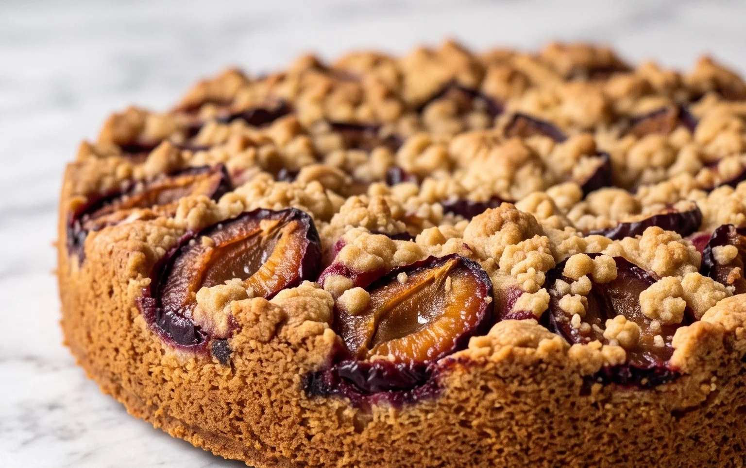 Zuckerfreier Pflaumenkuchen mit Dinkel & Streuseln